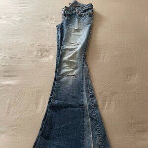 AMAZING MODIFIED Super Flare Abercrombie & Fitch Vintage Y2K Jeans Size 2 BOHO